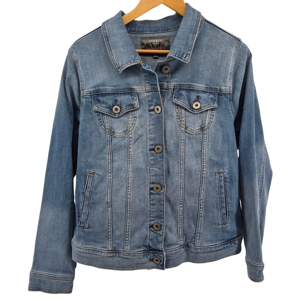 Torrid Classic Blue‎ Denim Trucker Jacket Boho Western Country Womens Size 1X
